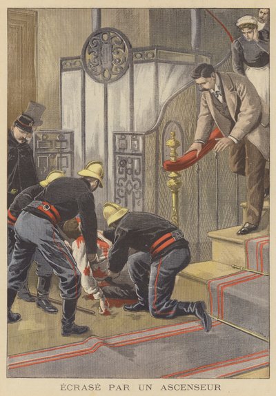 A concierge crushed to death by a lift by French School